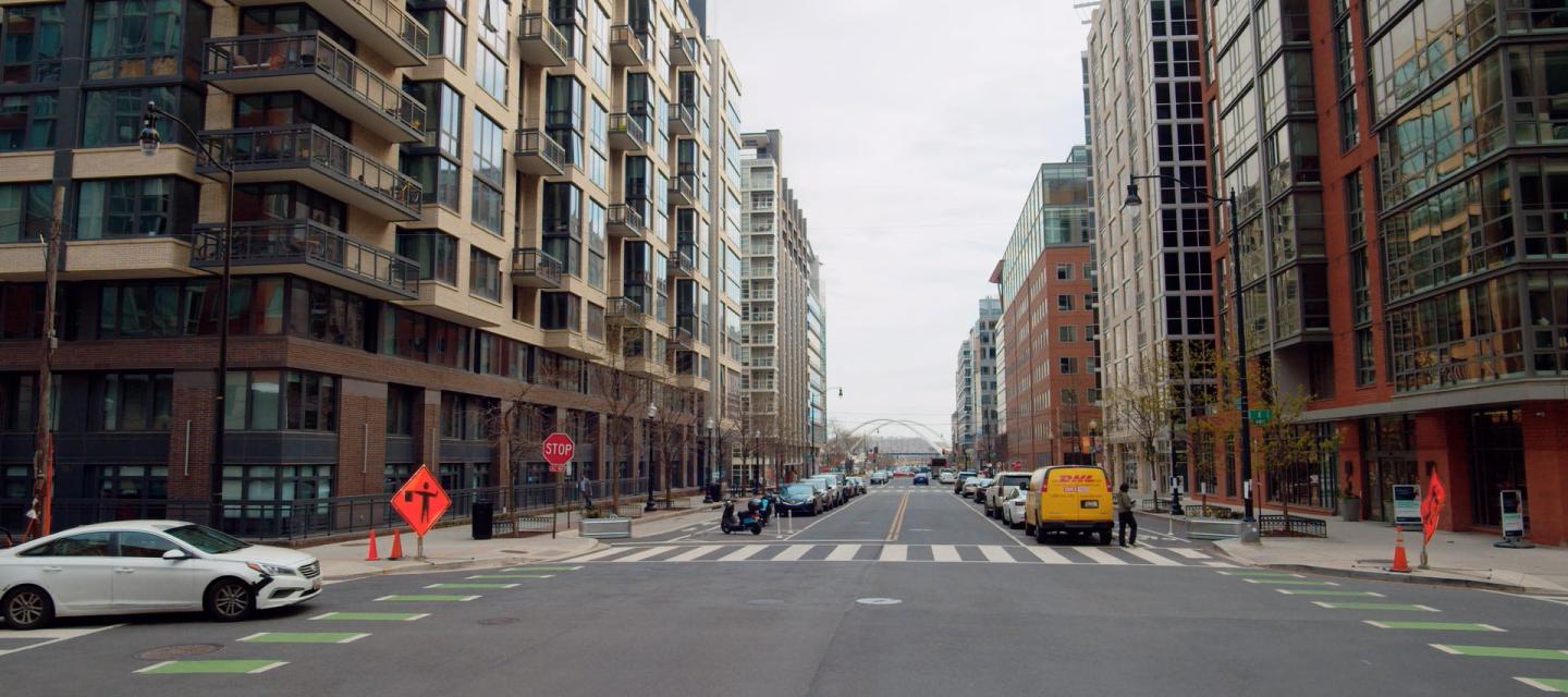 Street scene in Navy Yard neighborhood.