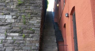 The "Exorcist" stairs in Georgetown. (Source: Wikipedia user SDC. Image released to Public Domain.)