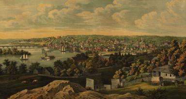 An artist's rendition of old Georgetown, published in 1855. (Source: Library of Congress)