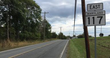 A view east along Clopper Road in Montgomery County, Maryland. Does it still look like a country road in some places? (Source: Wikimedia Commons)
