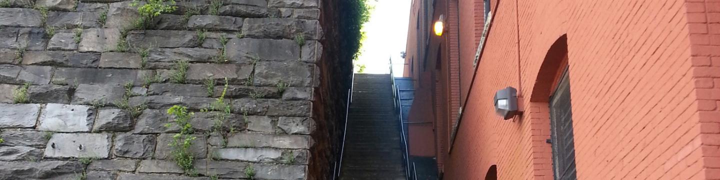 The "Exorcist" stairs in Georgetown. (Source: Wikipedia user SDC. Image released to Public Domain.)