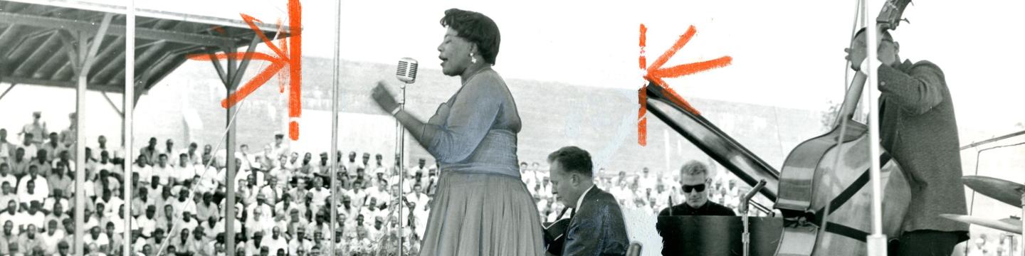 Ella Fitzgerald performs at Lorton Reformatory in 1959. (Credit: Reprinted with permission of the DC Public Library, Star Collection, © Washington Post.)